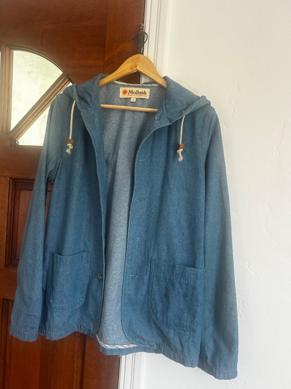 mollusk chambray hooded chore jacket size small - Picture 3 of 11